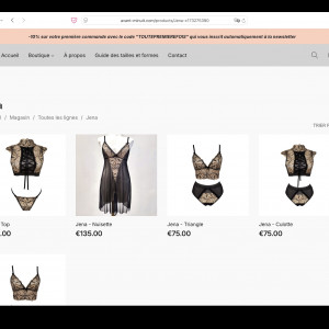 capture d'écran du site web qui montre une collection complète qui s'appelle Jena